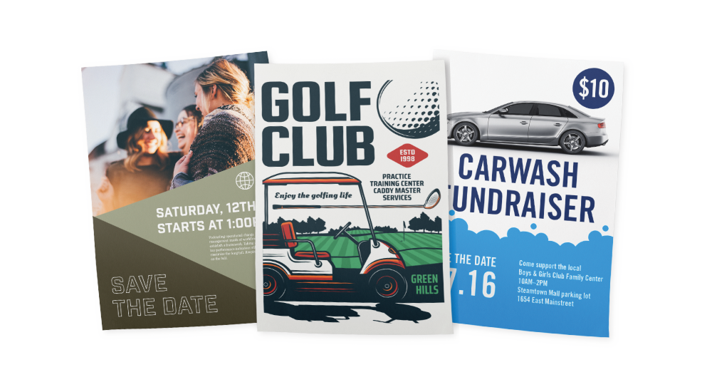 Three flyer examples for events and offers